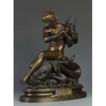 Ernest Eugene Hiolle (1834-1886) Bronze figure of "Arion"