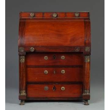 Fine Miniature Empire Style Barrel Front Desk