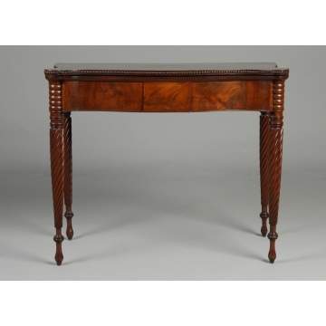 Sheraton Mahogany Serpentine Front Card Table