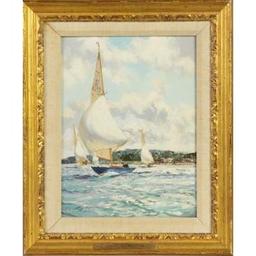 Montague Dawson (British, 1895-1973) "Yacht Blue Bottle"