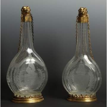 Fine Pair of Cut & Engraved Decanters