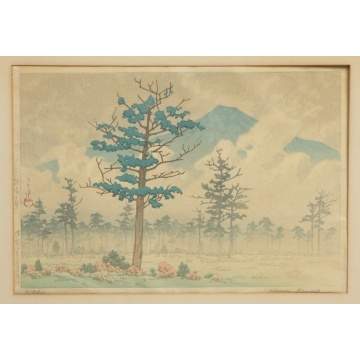Kawase Hasui (Japan, 1883-1957) Wood Block Print of landscape	