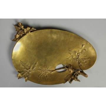 Bronze Tray with Holly Decoration