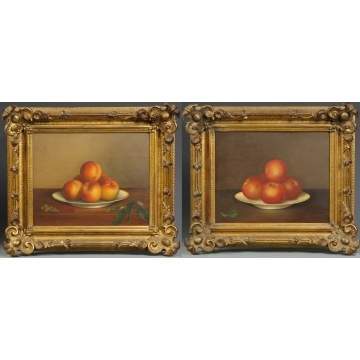 2 - A. M. McLean, still life of apples & still life of peaches