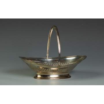 George III Sterling Handled Cake Basket w/Fluted Bowl