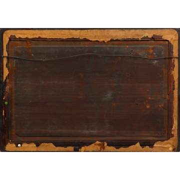 Chinese Reverse Painting on Glass, lake scene w/house