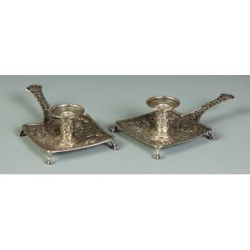 Pair of Sterling Chamber Style Candle Sticks