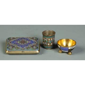 3 Russian Enameled Silver Pieces