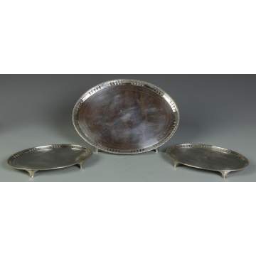 3 Hester Bateman Sterling Oval Footed Trays