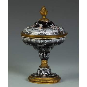 Rare 16th Cent. Enameled & Gilt Bronze Covered Compote by Jean Court