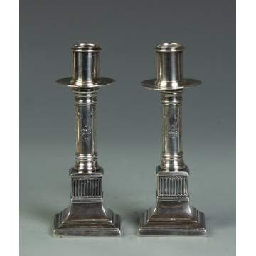 Pair of Early Silver Candle Holders