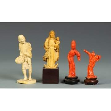 Carved Ivory & Red Coral