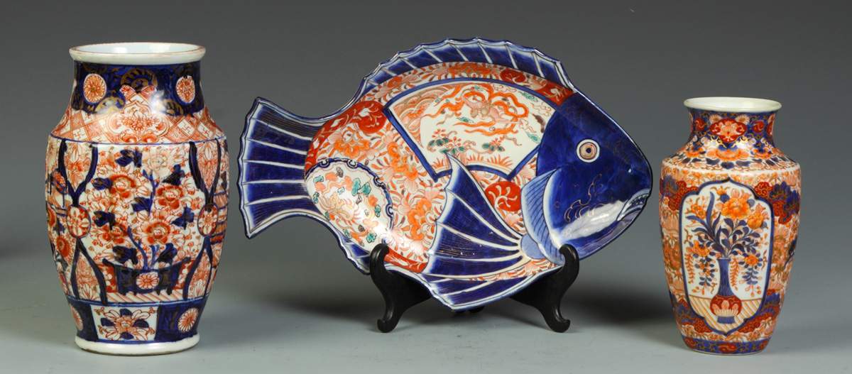 2 Imari Vases & Imari Fish Plate Cottone Auctions