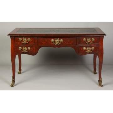 18th Cent. French Rosewood & Mahogany Desk w/Bronze Mounts