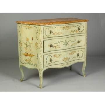 18th Cent. Italian Serpentine Front Painted Commode