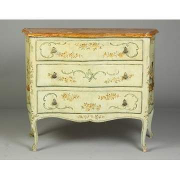 18th Cent. Italian Serpentine Front Painted Commode