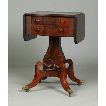Classical Mahogany 2 Drawer Drop Leaf Stand