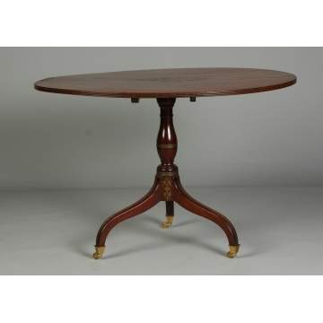 Philadelphia Brass Inlaid Tilt Top Center Table
