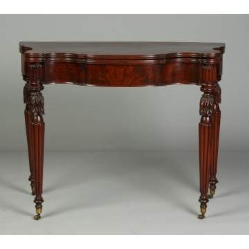 Mass. Mahogany Serpentine Front Card Table