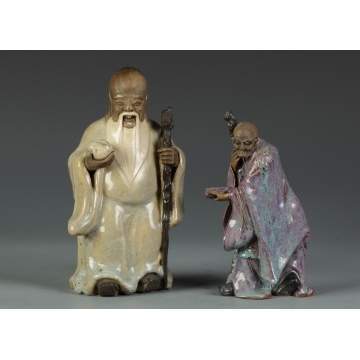 2 Glazed Oriental Figures