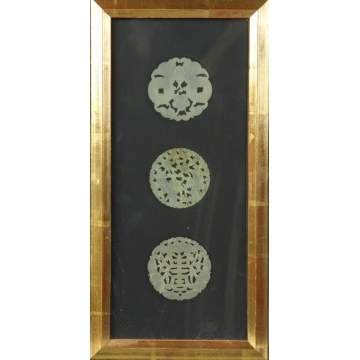 3 Carved Jade Pendants