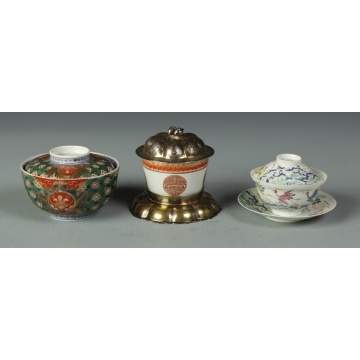 3 Chinese Export Covered Bowls
