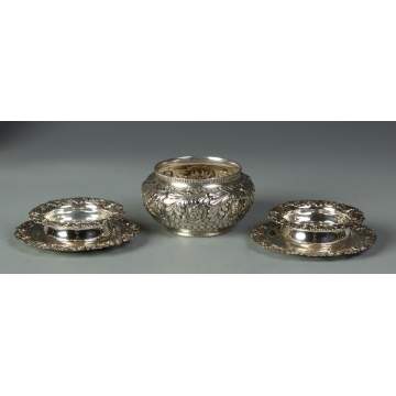 Sterling Finger Bowls and Repousse Bowl