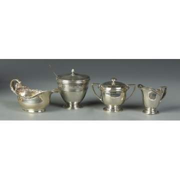 4 Pieces of Tiffany & Co. Sterling, Gravy Boat & Sugar Bowls 