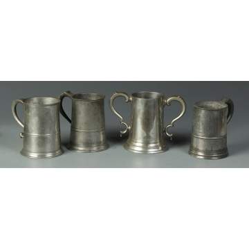 Group of 4 Pewter Tankards & Double Handled  Cup