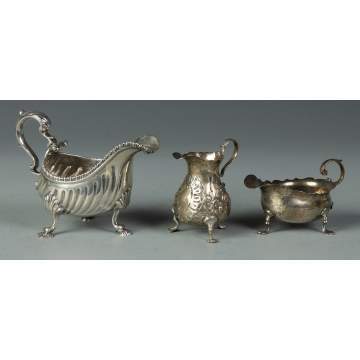 Group of Sterling Sauce Boats & Silver Creamers