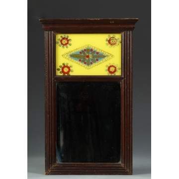 Federal Mahogany Mirror w/Fluted Columns & Reverse Painted Tablet
