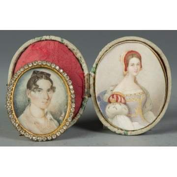 2 Miniature's on Ivory, portraits of women