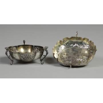 Sterling Footed Bowl & Sterling Handled Bowl