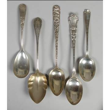 Group of 5 Sterling Serving Spoons
