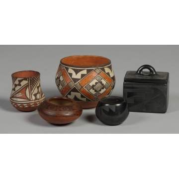 Group of Acoma & San Idlefonso Pottery