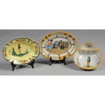3 Sgn. Quimper Dishes