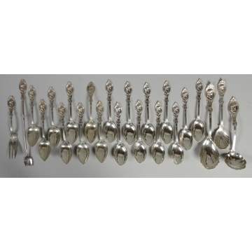 H & D Rosenberg Silver Spoons & Serving pieces w/Medallions