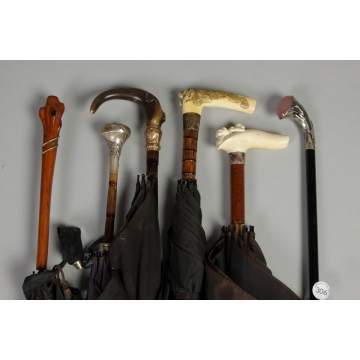 Misc. umbrellas, carved ivory handles