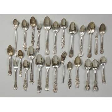 Group Victorian & misc. sterling & silver teaspoons & sugar spoons