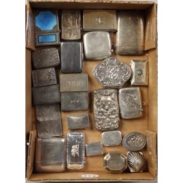 Group of sterling & silver match safes, small boxes, etc.