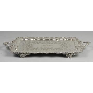 Victorian style silver plate serving tray