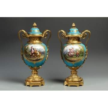 Fine Gilt Bronze Mounted Sevres Vases