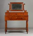 NY Tiger Maple Country Sheraton Dressing Table w/Mirror