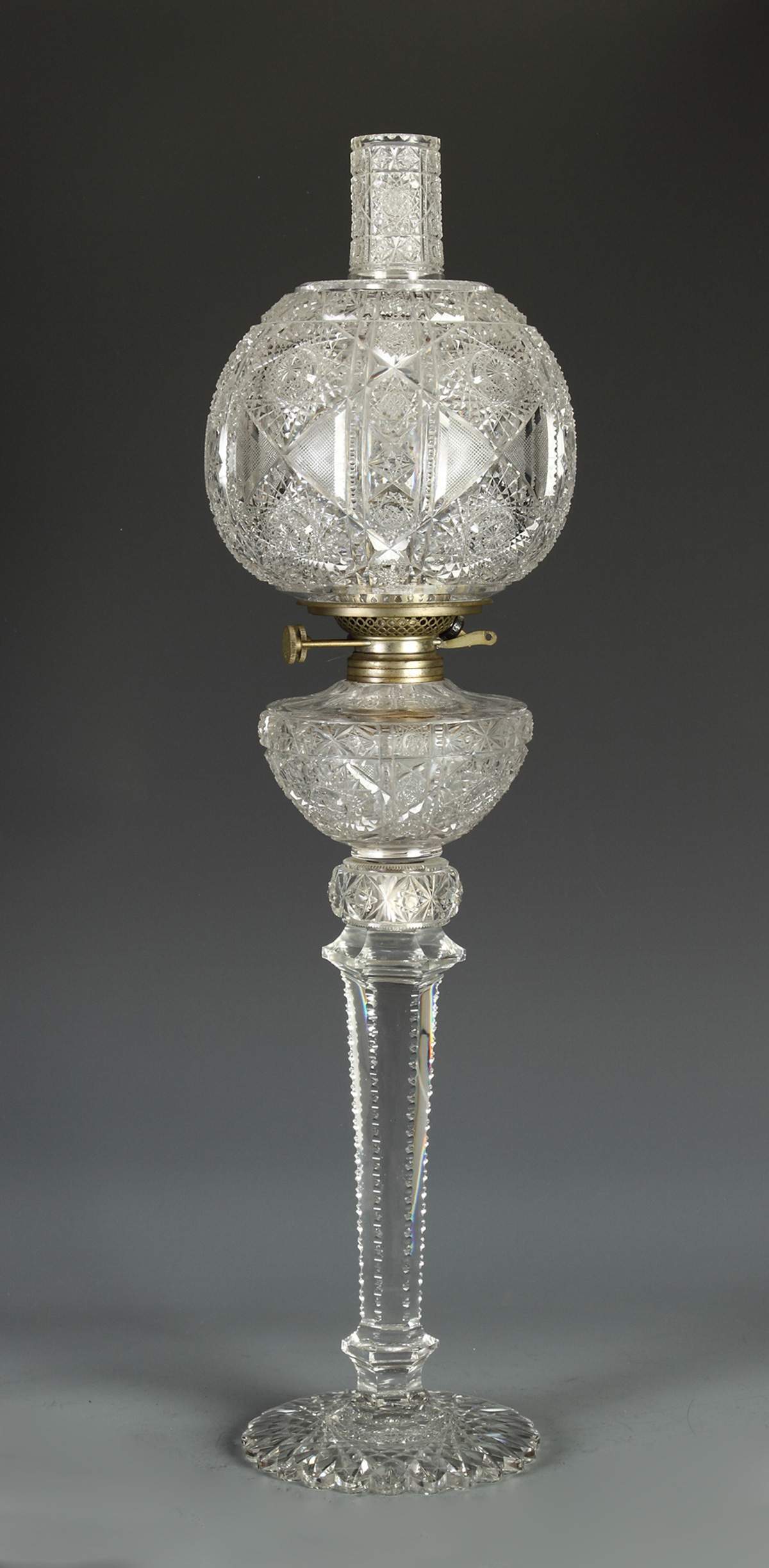 Fine & Rare Brilliant Period Cut Glass Oil Lamp Cottone Auctions