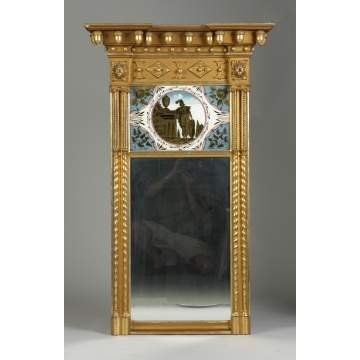 Fine Federal Carved Gilded Mirror w/Period Tablet