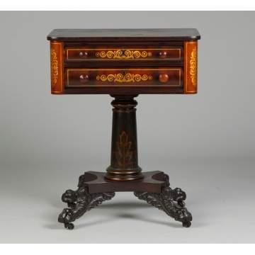 Classical 2-Drawer Mahogany Sewing Stand
