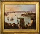 19th Cent. O/C "Constantinople, The Seraglio Point" Near Eastern Harbor w/Mountains