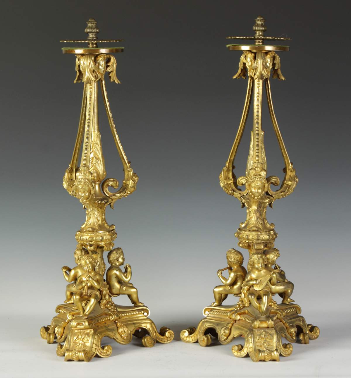 19th Cent. Gilt Bronze Candelabra Bases Cottone Auctions