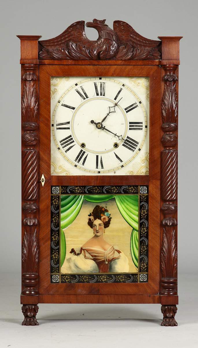Unusual Flyer's Patent by Riley Whiting, Winchester, CT, Shelf Clock |  Cottone Auctions, image size:685x1200