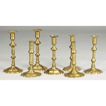 Group of 7 Brass Candlesticks